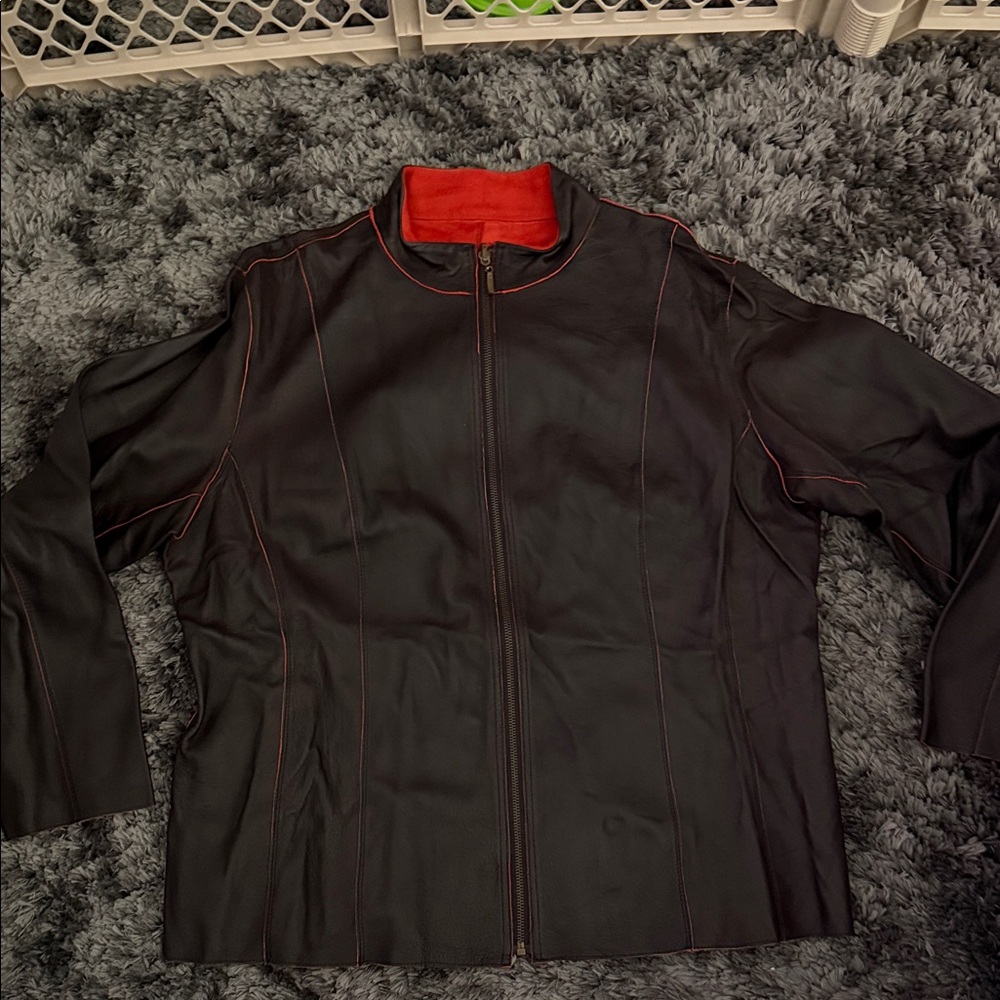 Reversible Black Jacket With Orange Lining - image 1